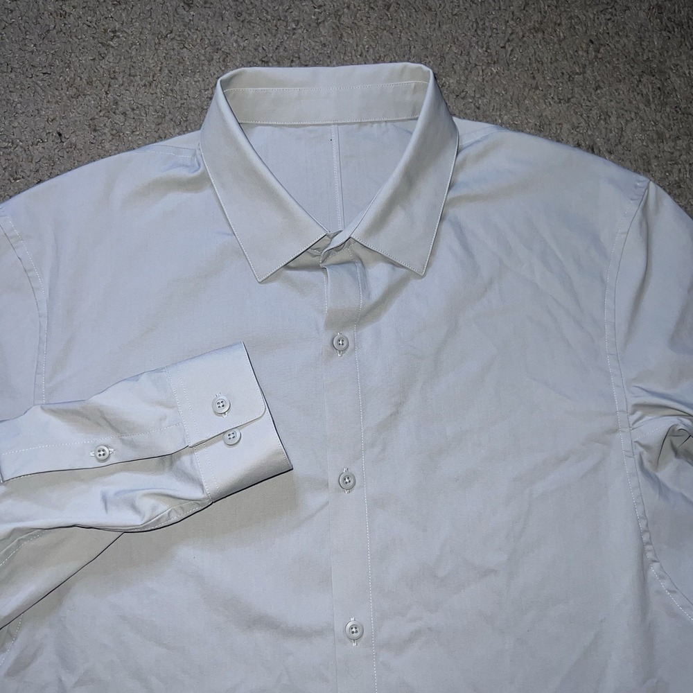 Lululemon New Venture Shirt Mens Large Blue Performance Stretch Tech Long Sleeve